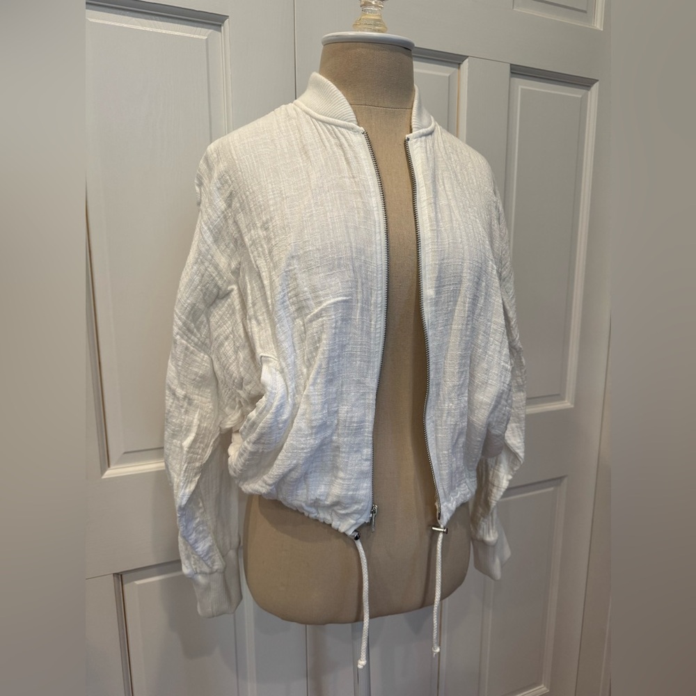 BB Dakota Textured Cream Bomber Jacket